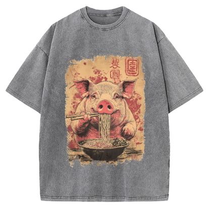 Ramen Piggy Vintage Washed T-shirt