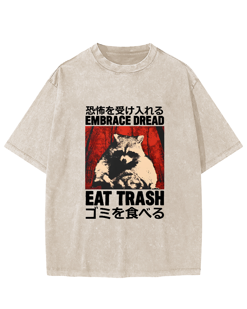 Raccoon Pattern Japanese Style Vintage Distressed T-shirt-Zazasy