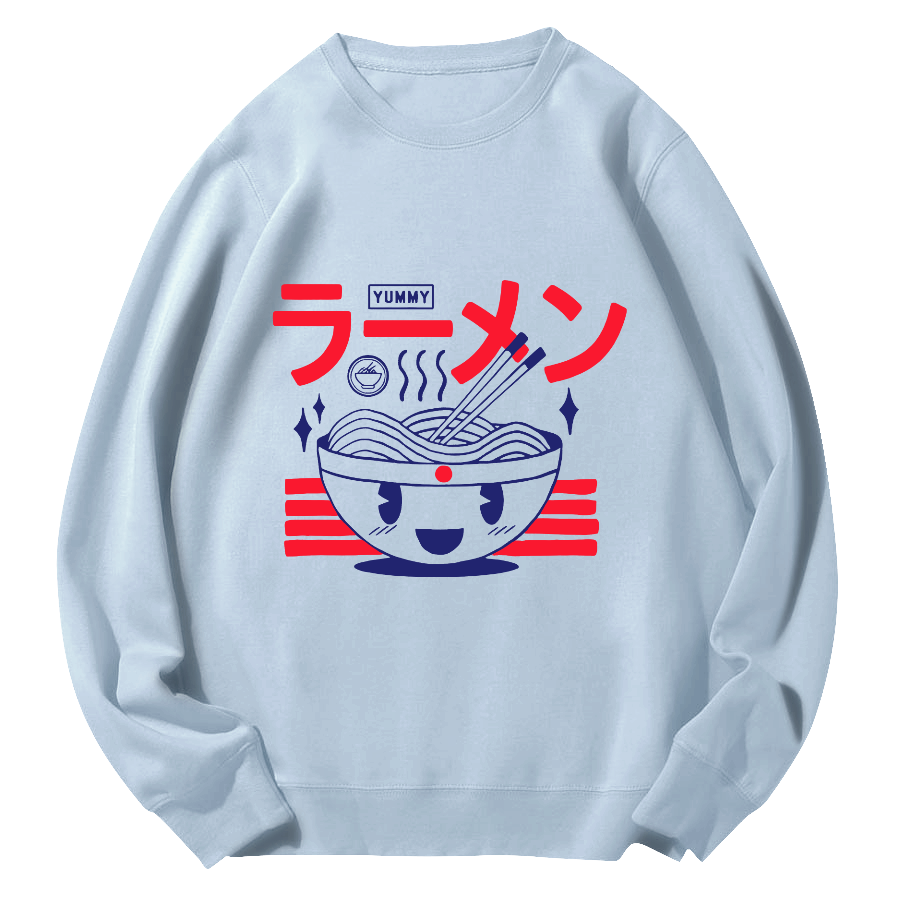 Japanese Lamian Noodles Round Neck Sweatshirt-Zazasy