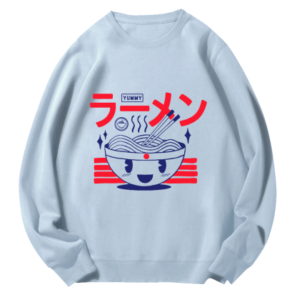 Japanese Lamian Noodles Round Neck Sweatshirt-Zazasy