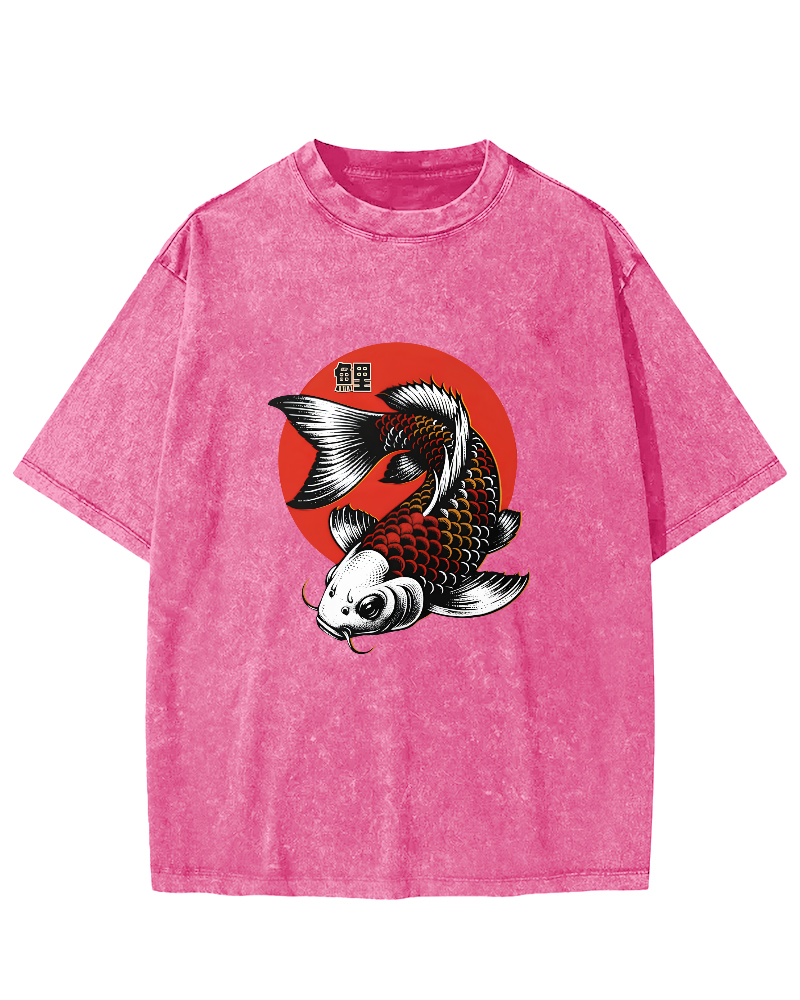 Japanese koi pattern Vintage Distressed T-shirt-Zazasy