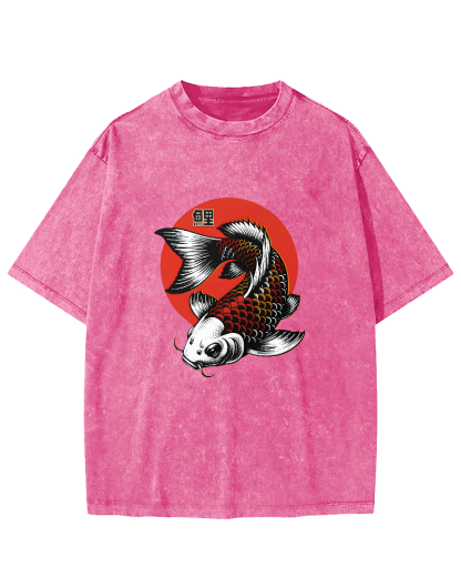 Japanese koi pattern Vintage Distressed T-shirt-Zazasy