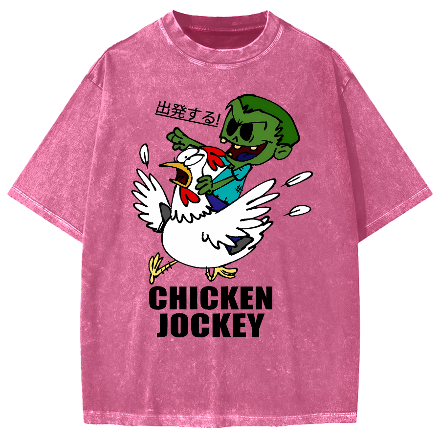 Zombie Riding Chicken Vintage Washed T-shirt
