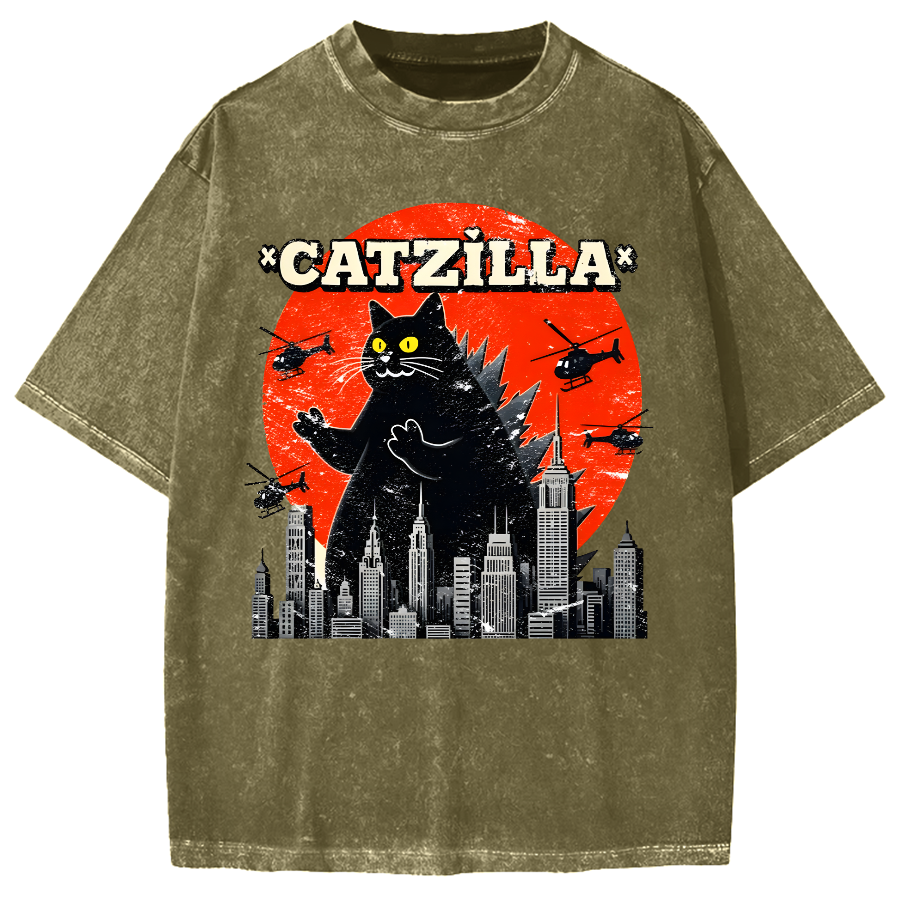 Parody Black Cat Vintage Washed T-shirt