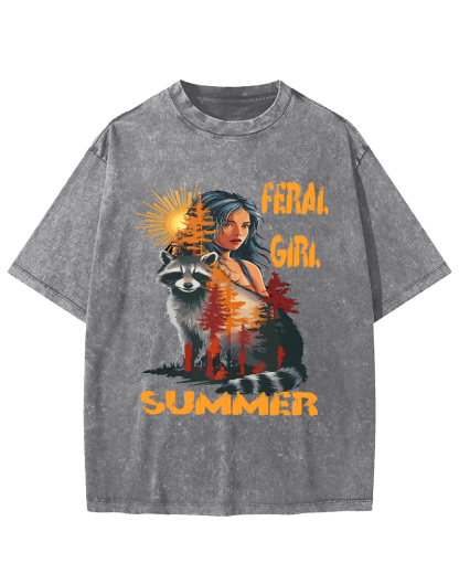 Raccoons In The Forest Vintage Distressed T-shirt-Zazasy