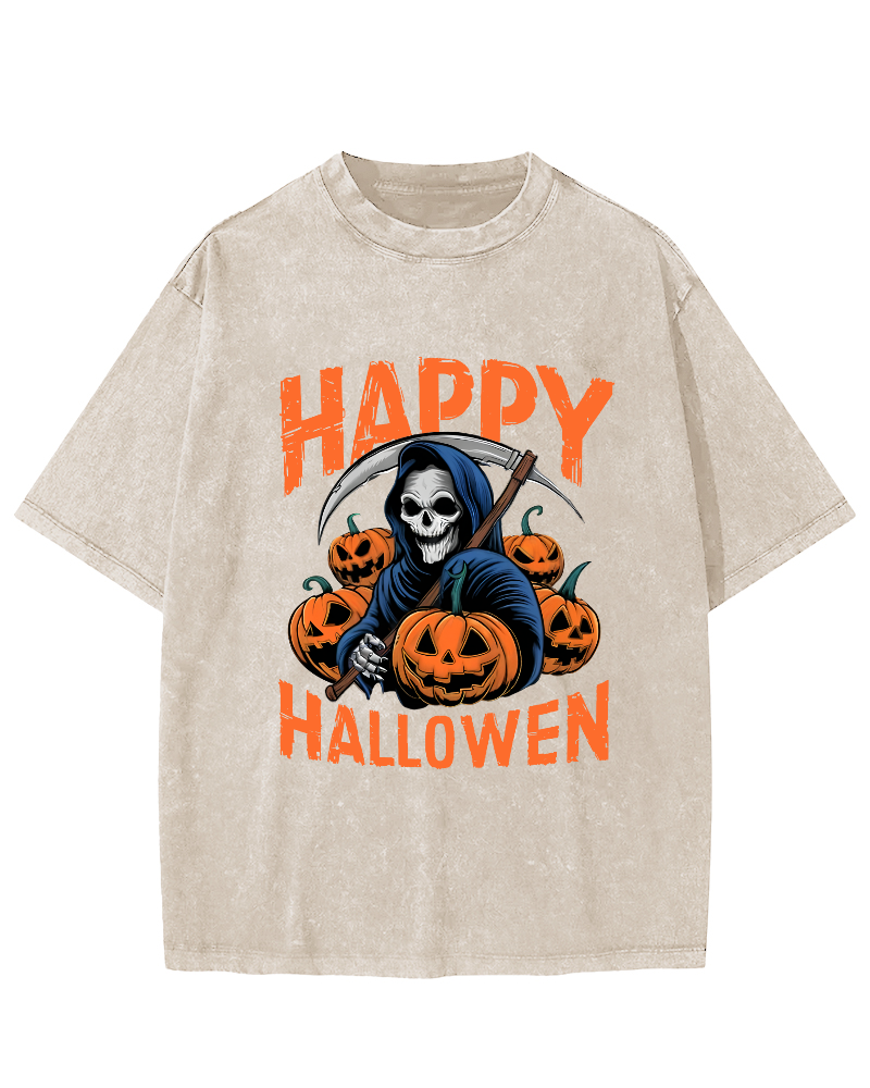 Halloween Pumpkin Lamp  Vintage Distressed T-shirt-Zazasy