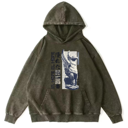 Griffin Retro Vintage Washed Hoodie-Zazasy