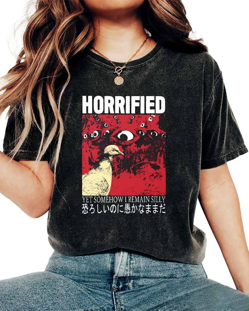 Abstract Pigeon Pattern Japanese Style Vintage Distressed T-shirt-Zazasy