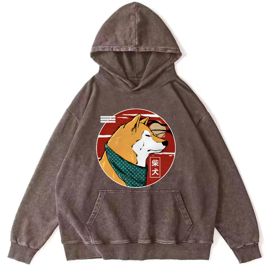 Cute Shiba Inu Vintage Distressed Hoodie-Zazasy