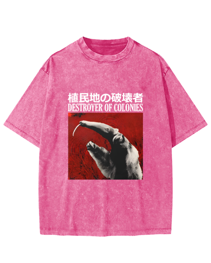 Retro Animal Japanese Style Vintage Distressed T-shirt-Zazasy