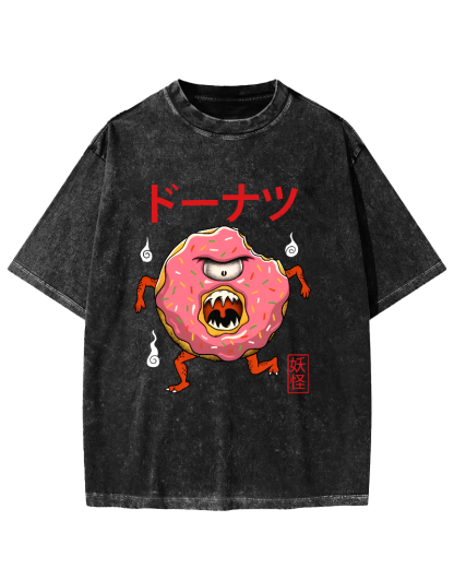 Doughnut Monster Vintage Washed T-shirt-Zazasy