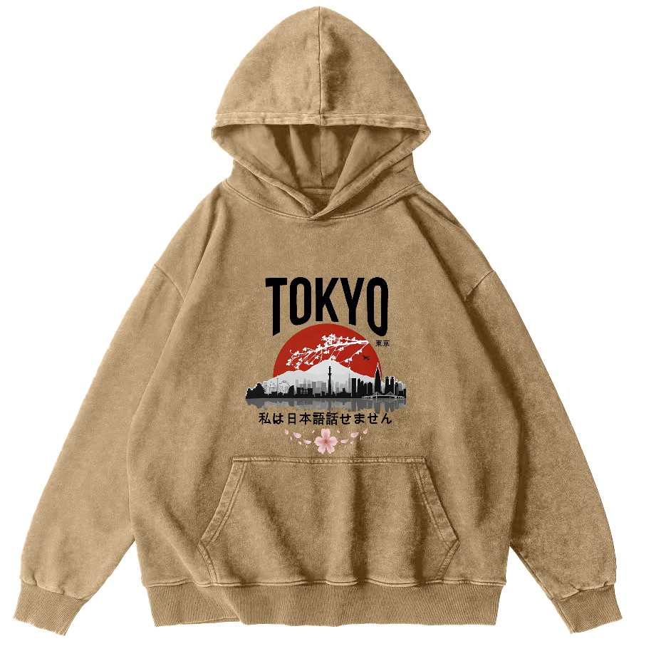 Tokyo City Scenery Vintage Distressed Hoodie-Zazasy