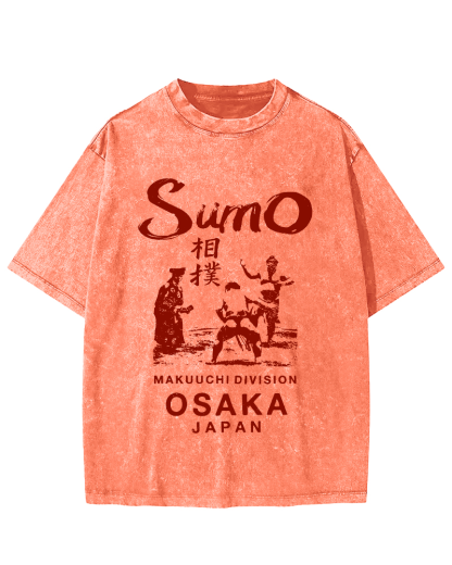Sumo Wrestling in Japan Vintage Washed T-shirt-Zazasy
