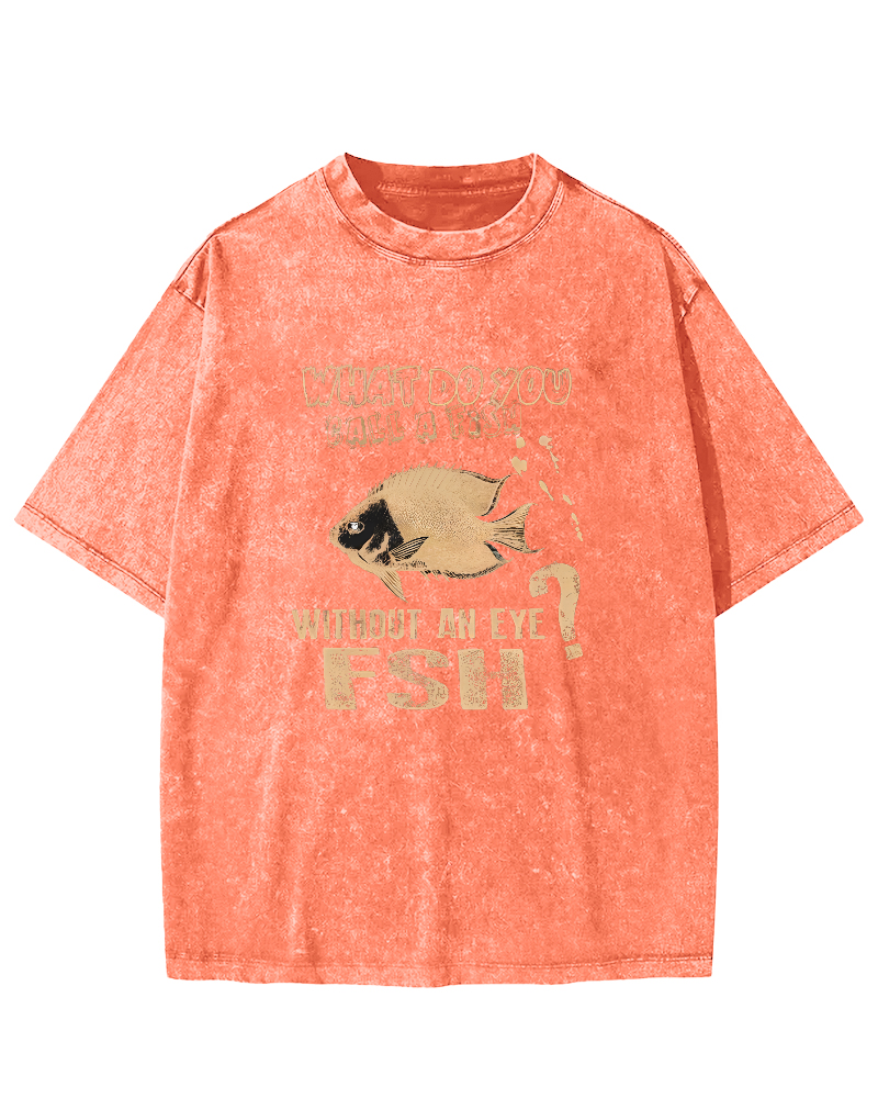 Retro Slogan Fish Pattern Vintage Distressed T-shirt-Zazasy