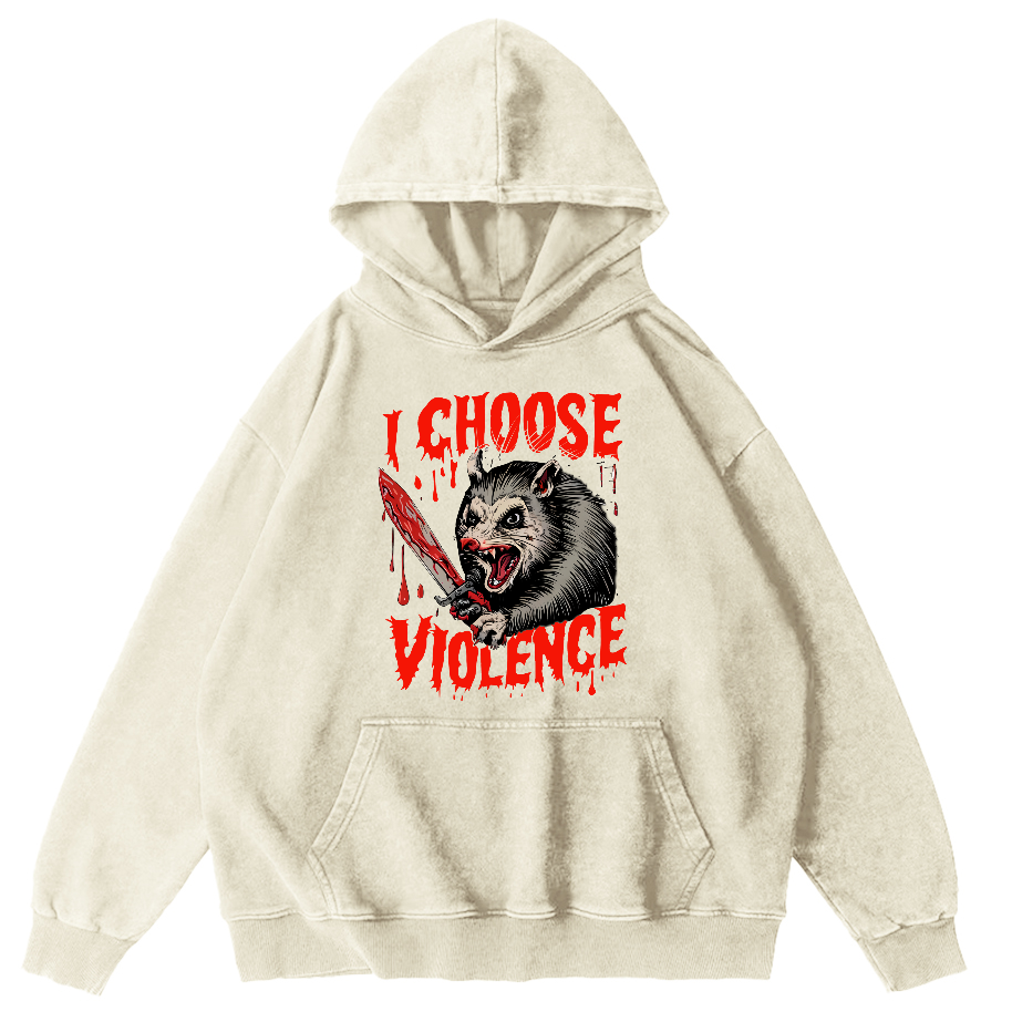 I Choose Violence Vintage Distressed Hoodie-Zazasy