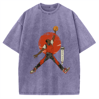 Ukiyo-e Style Basketball Player Michael Vintage Washed T-shirt