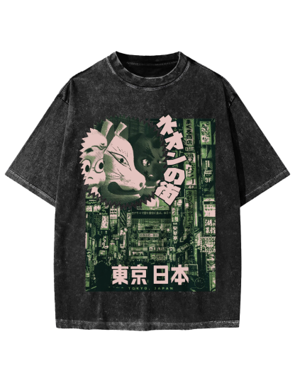 Neon city Tokyo Vintage Washed T-shirt