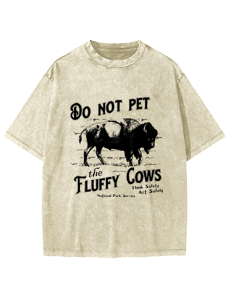 Do Not Pet The Fluffy Cows Vintage Distressed T-shirt-Zazasy