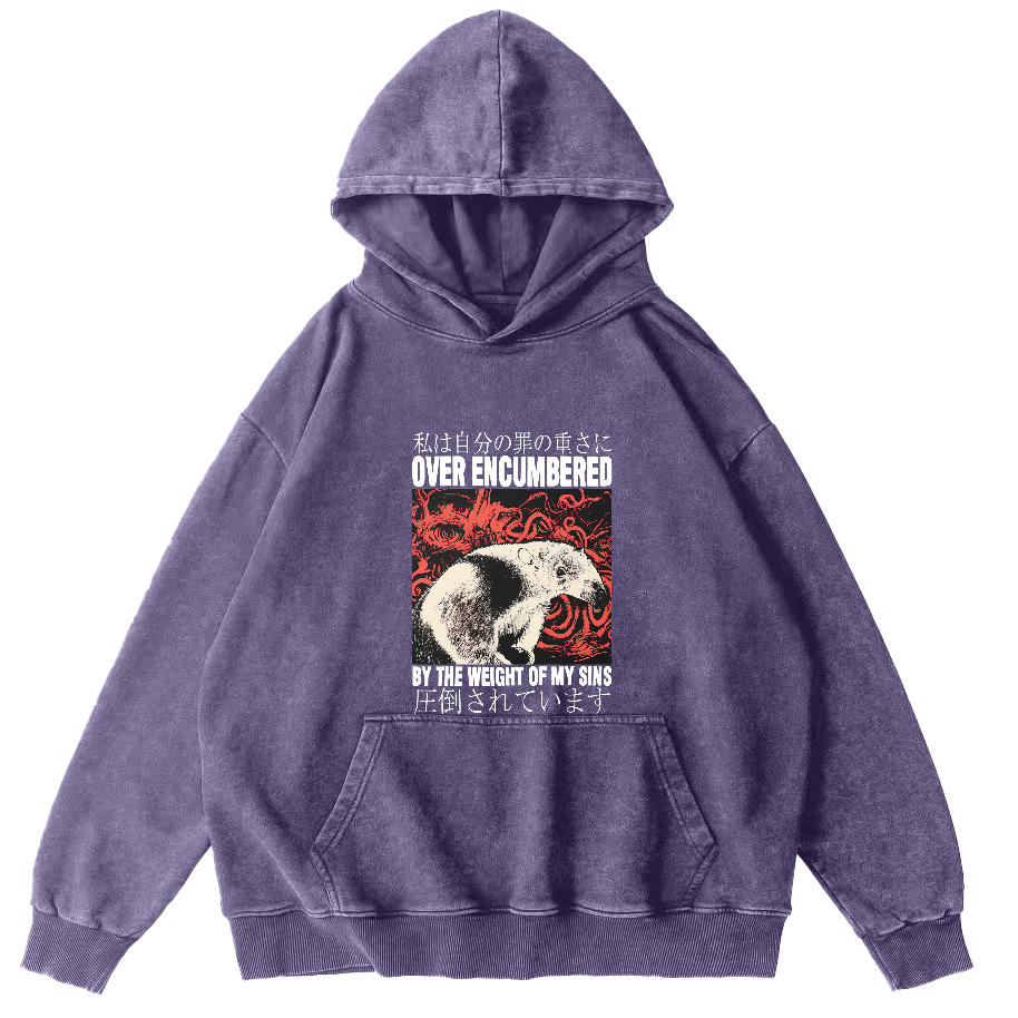 Retro Animal Pattern Japanese Style Vintage Distressed Hoodie-Zazasy