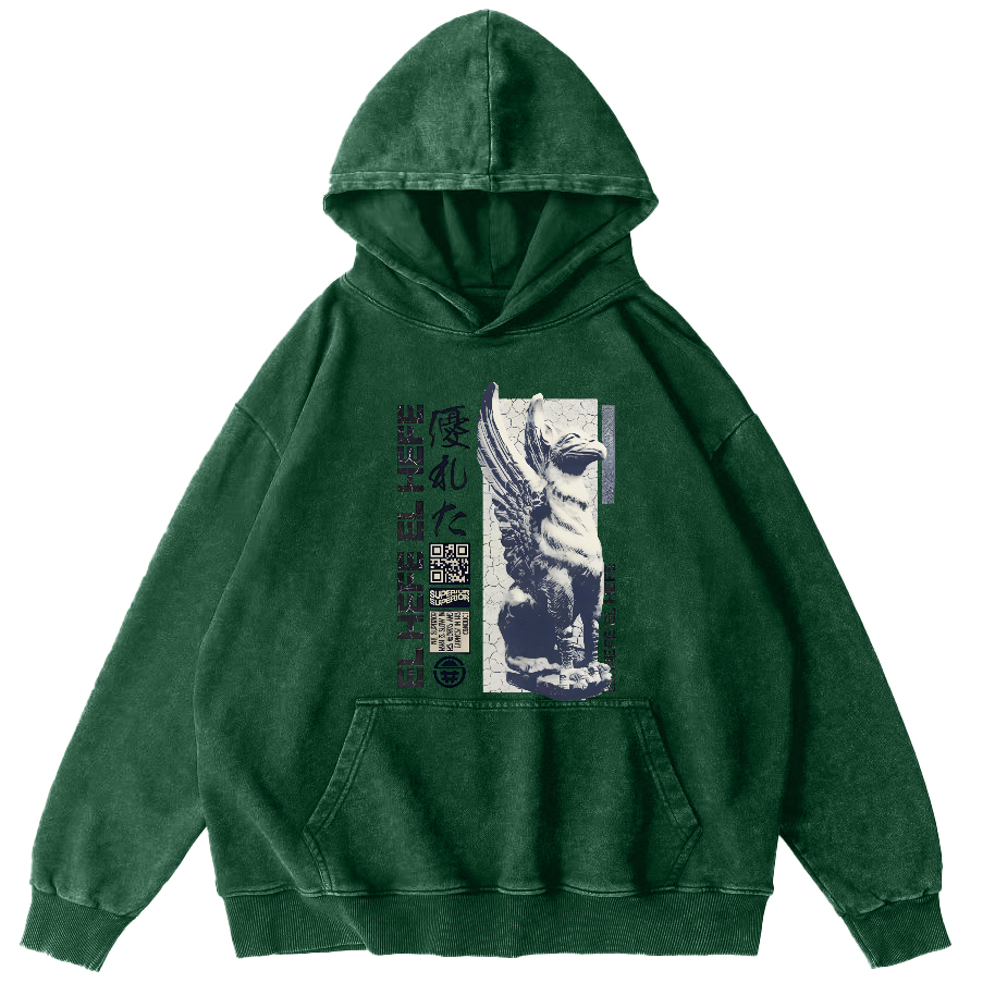 Griffin Retro Vintage Washed Hoodie-Zazasy
