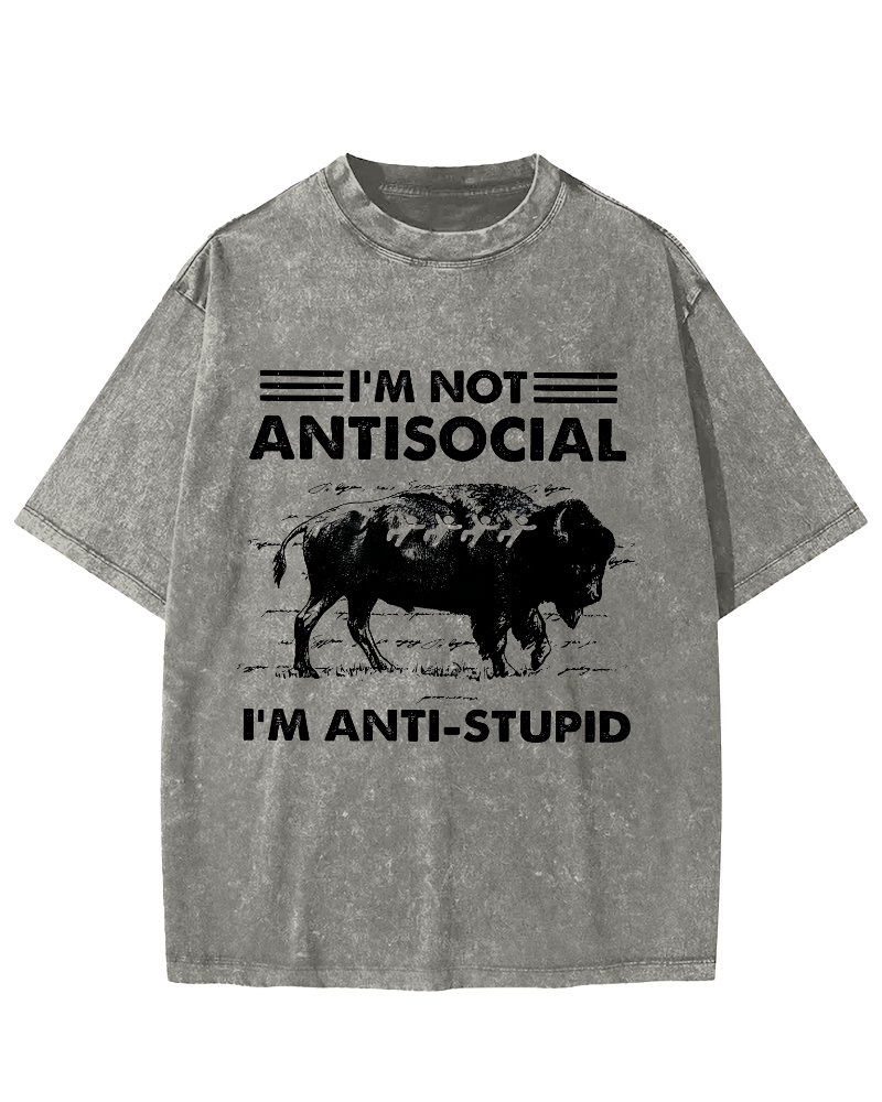 Funny Bison Vintage Distressed T-shirt-Zazasy