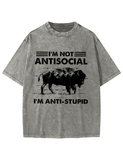 Funny Bison Vintage Distressed T-shirt-Zazasy