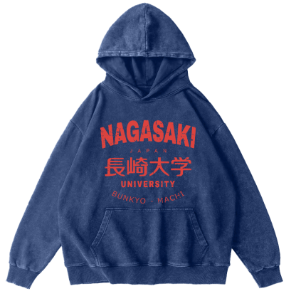 NAGASAKI University  Vintage Washed Hoodie-Zazasy