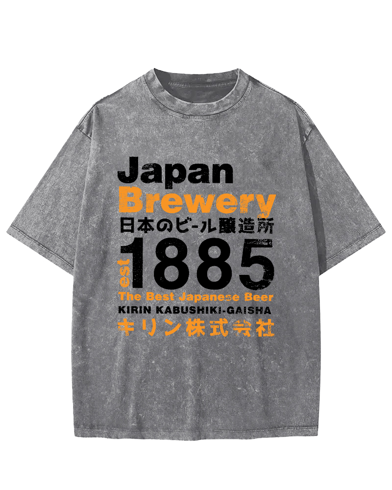 Japan Brewery Vintage Washed T-shirt-Zazasy