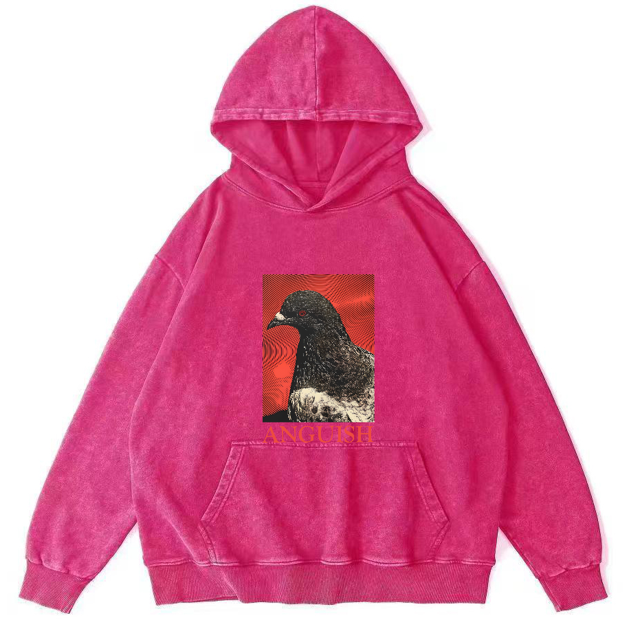Retro Pigeon Pattern Vintage Distressed Hoodie-Zazasy