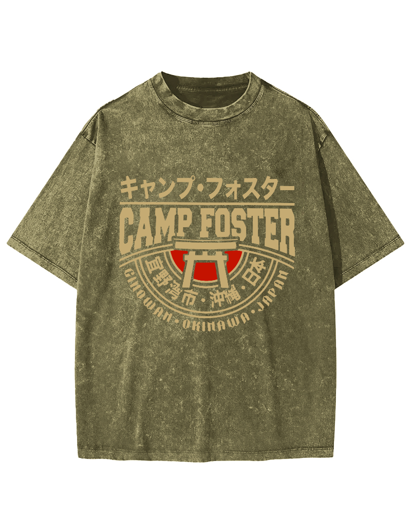 Japanese Okinawa Retro Vintage Washed T-shirt-Zazasy