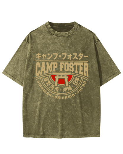 Japanese Okinawa Retro Vintage Washed T-shirt-Zazasy