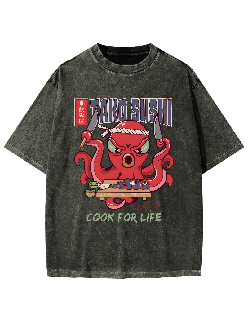 Tako Sushi Octopus Vintage Washed T-shirt