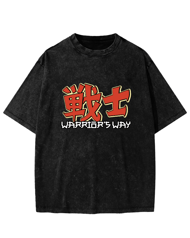 Japanese Warrior Font Vintage Distressed T-shirt-Zazasy