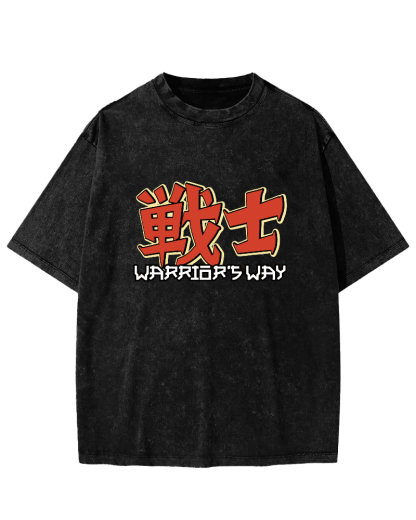 Japanese Warrior Font Vintage Distressed T-shirt-Zazasy