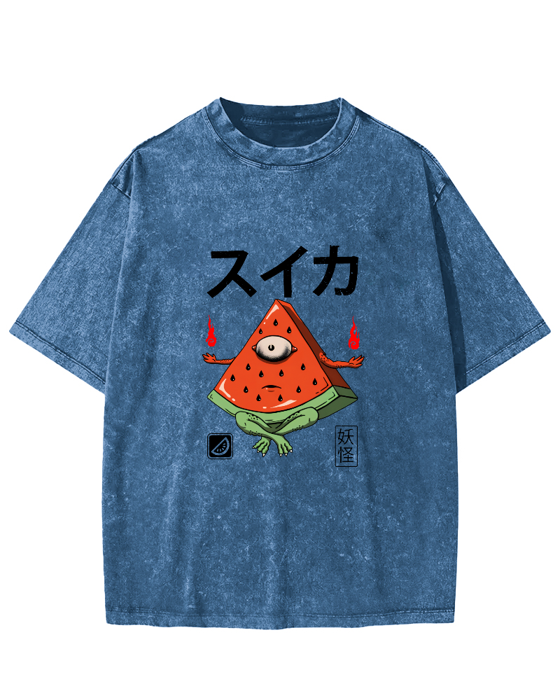 Watermelon Monster Japanese Vintage Distressed T-shirt-Zazasy