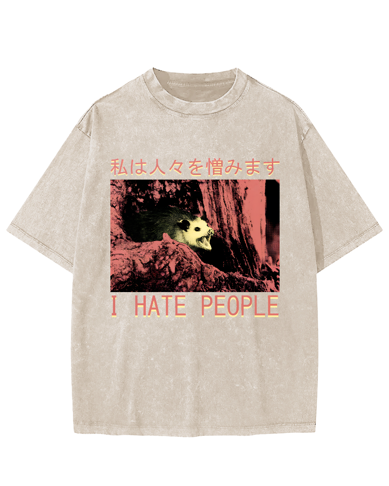 I Hate People Vintage Distressed T-shirt-Zazasy