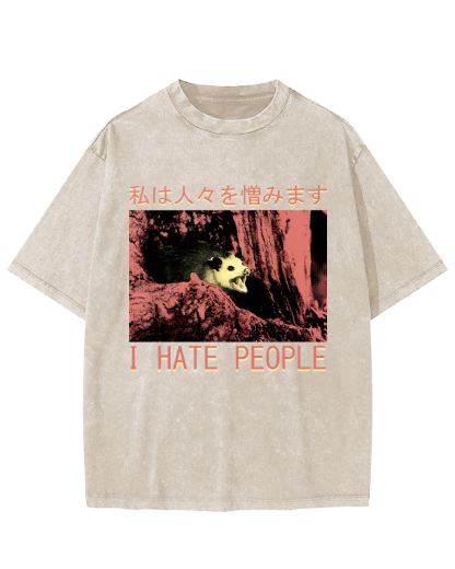 I Hate People Vintage Distressed T-shirt-Zazasy