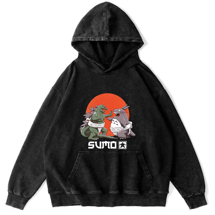 Cartoon Monster Japanese Style Vintage Distressed Hoodie-Zazasy