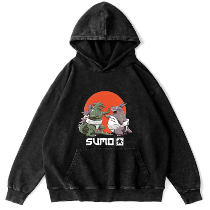 Cartoon Monster Japanese Style Vintage Distressed Hoodie-Zazasy