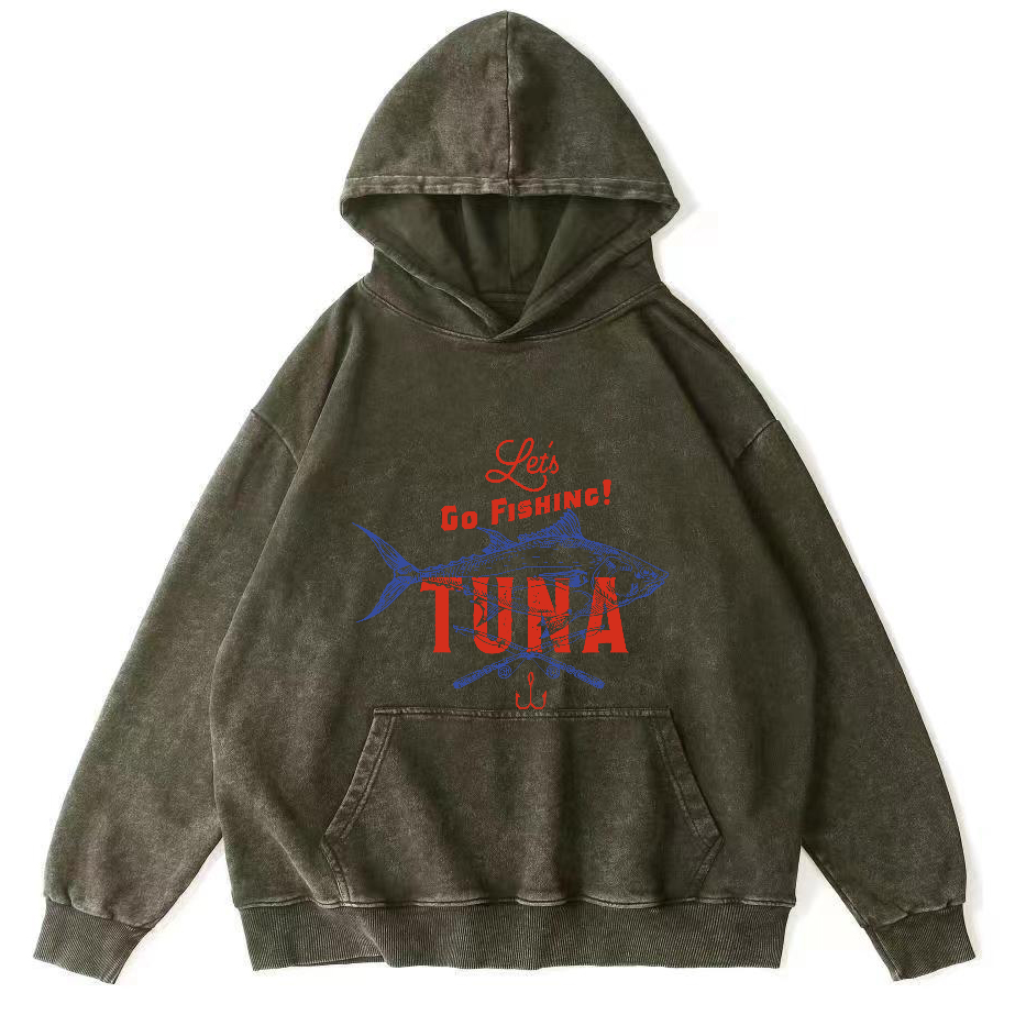 Sea fishing tuna Japanese washed hoodie-Zazasy
