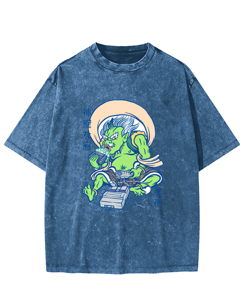 Abstract Monster Japanese Vintage Distressed T-shirt-Zazasy