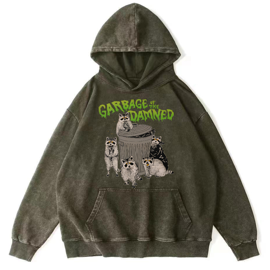 Cute Little Raccoon Vintage Distressed Hoodie-Zazasy