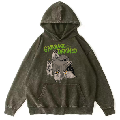 Cute Little Raccoon Vintage Distressed Hoodie-Zazasy