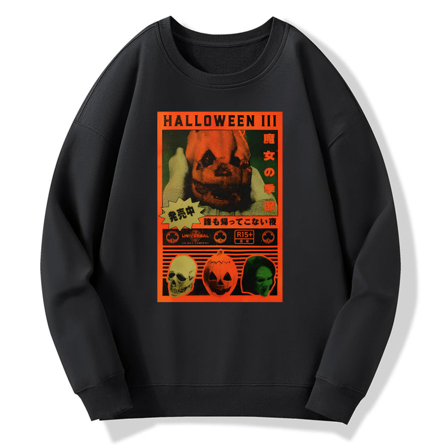 Halloween Retro Cotton Pullover Sweatshirt