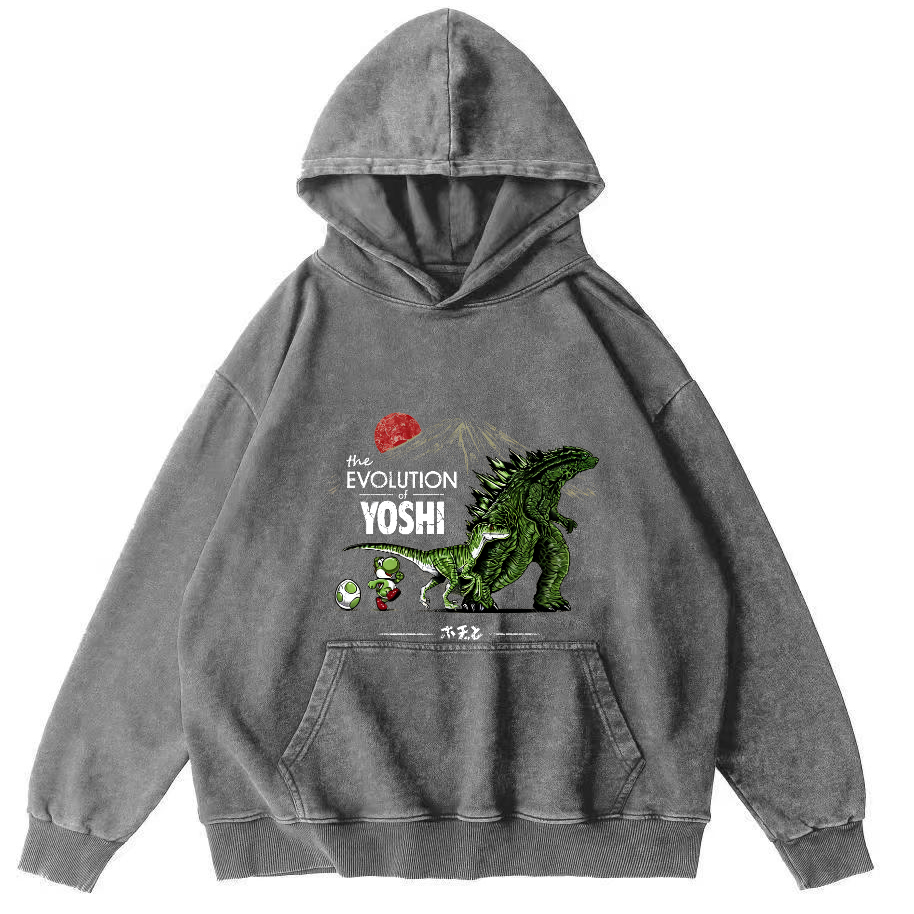 Retro Monster Japanese Style Vintage Distressed Hoodie-Zazasy