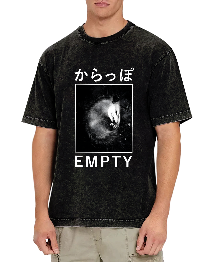EMPTY Japanese Opossum Vintage Washed T-shirt-Zazasy