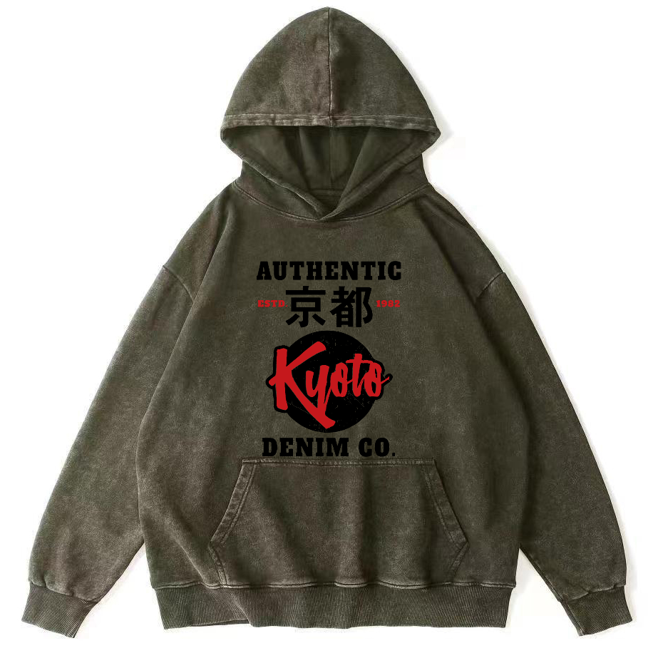Kyoto, Japan Vintage Washed Hoodie-Zazasy