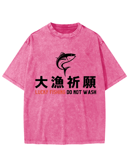 LUCKY  FISHING DO NOT WASH  Japanese Vintage Distressed T-shirt-Zazasy