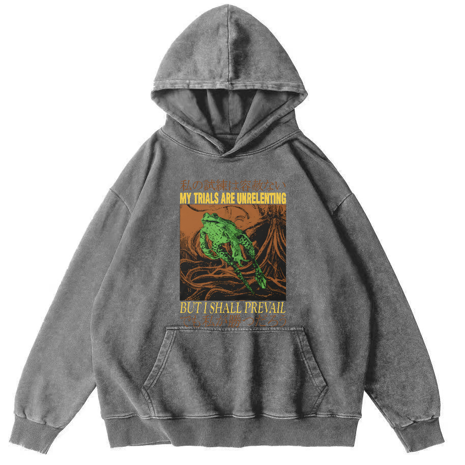 Jumping Frog Vintage Distressed Hoodie-Zazasy