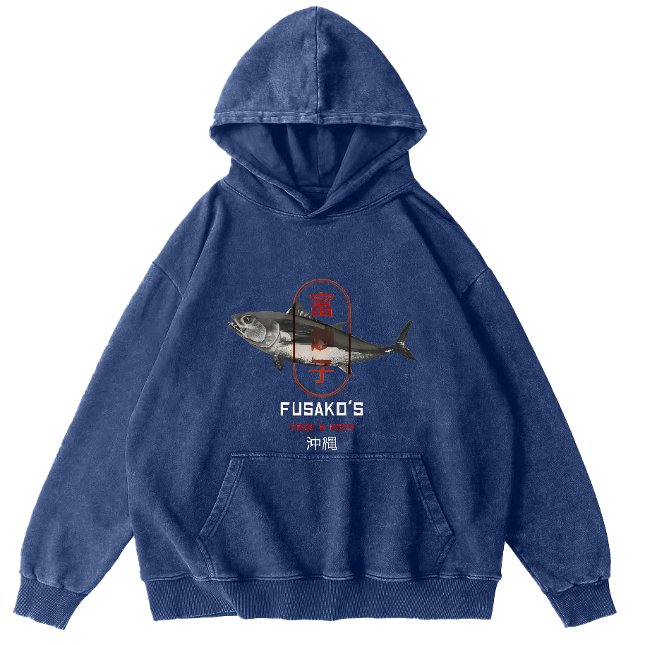 Seafood Market Japanese style washed hoodie-Zazasy